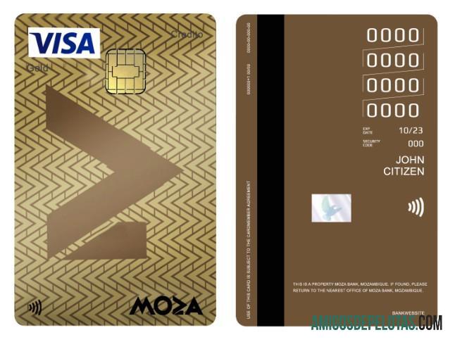 Mozambique Moza Bank Visa Gold Credit Vertical Card real example